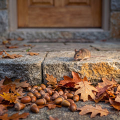 acorns on the ground in fall signaling a mast year and a bigger mouse season