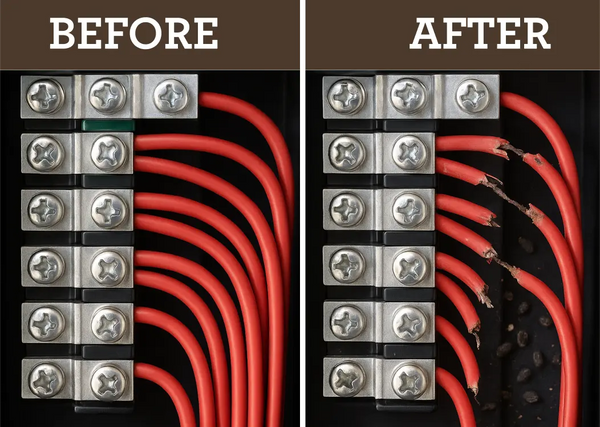Before and After rodent damage comparison