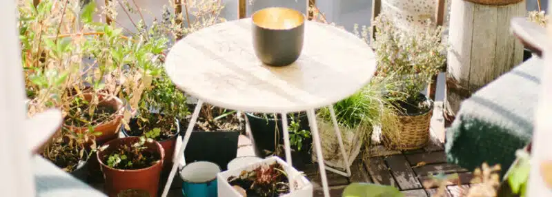 Table and plants on a balcony
