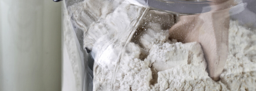 Flour in a glass jar to keep pantry moths out