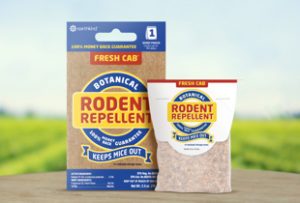Pouch of Fresh Cab Rodent Repellent next to a box of Fresh Cab
