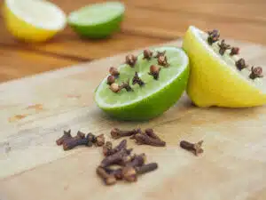 Lemons and limes with cloves to help keep away ants