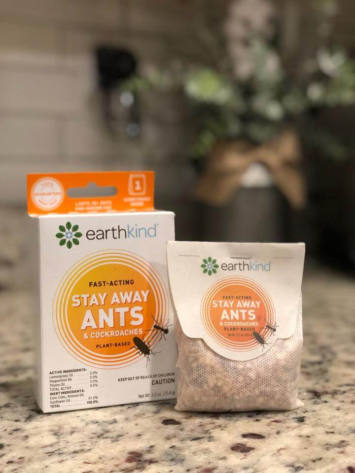 Stay Away Ants & Cockroaches pouch next to box