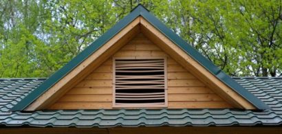 Attic window on a house that has openings for pests