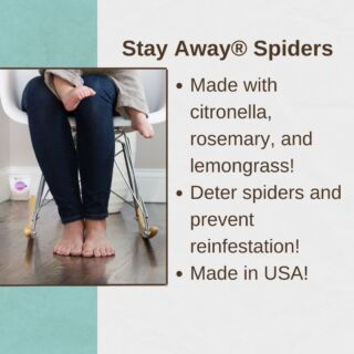 Plant-based pest prevention keeps spiders away without killing or poisoning them! Find #StayAwaySpiders locally in stores like Target and Lowes, or buy online at Amazon!